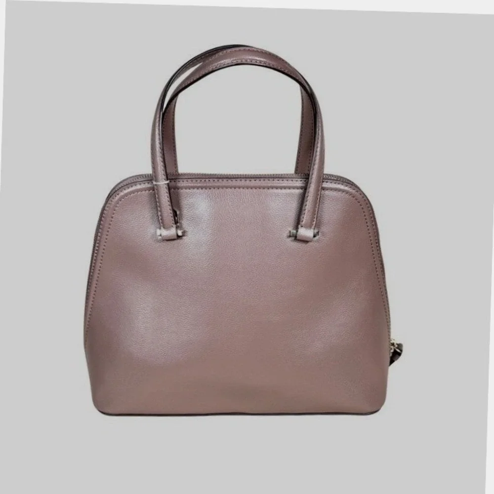 Kate Spade New York Mauve Taupe Leather Dome Satchel Handbag WKRU5897